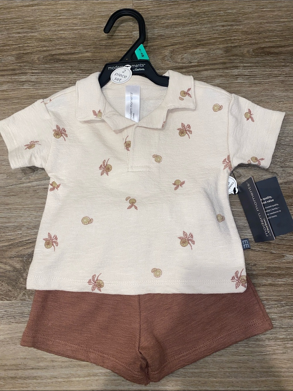 Modern Moments Cream Floral Polo & Brown Shorts Kids Set
